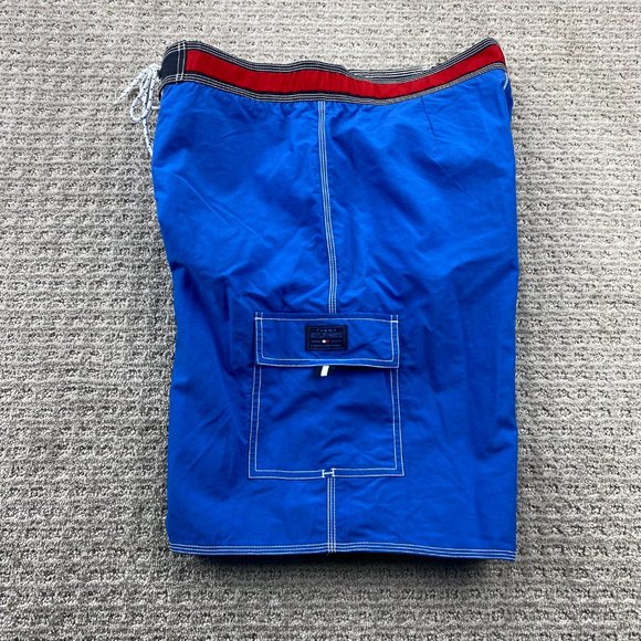 Tommy Hilfiger Swim Trunks Men Large L Blue Board Shorts Swimming Surf Y2K 2000s - Picture 8 of 15